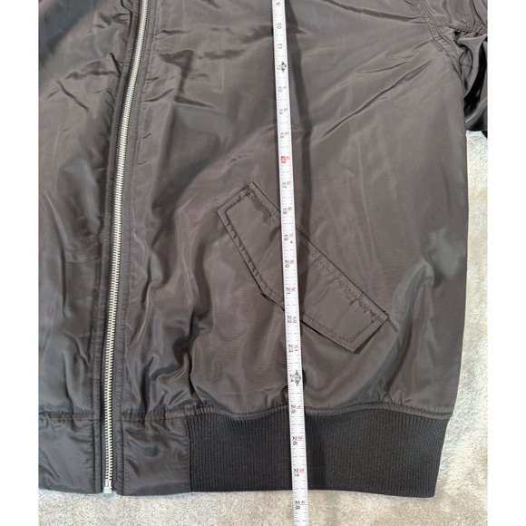 H&M Oversized Black Bomber Jacket Orange Lining Womens Size L - Picture 5 of 7